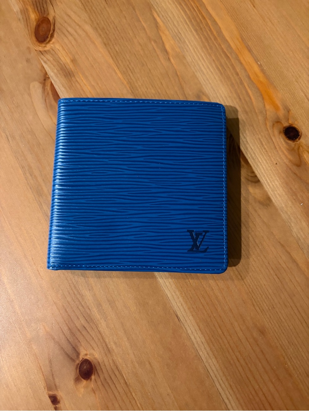Louis Vuitton LV Toledo Blue Epi Leather Bifold Wallet with COA
